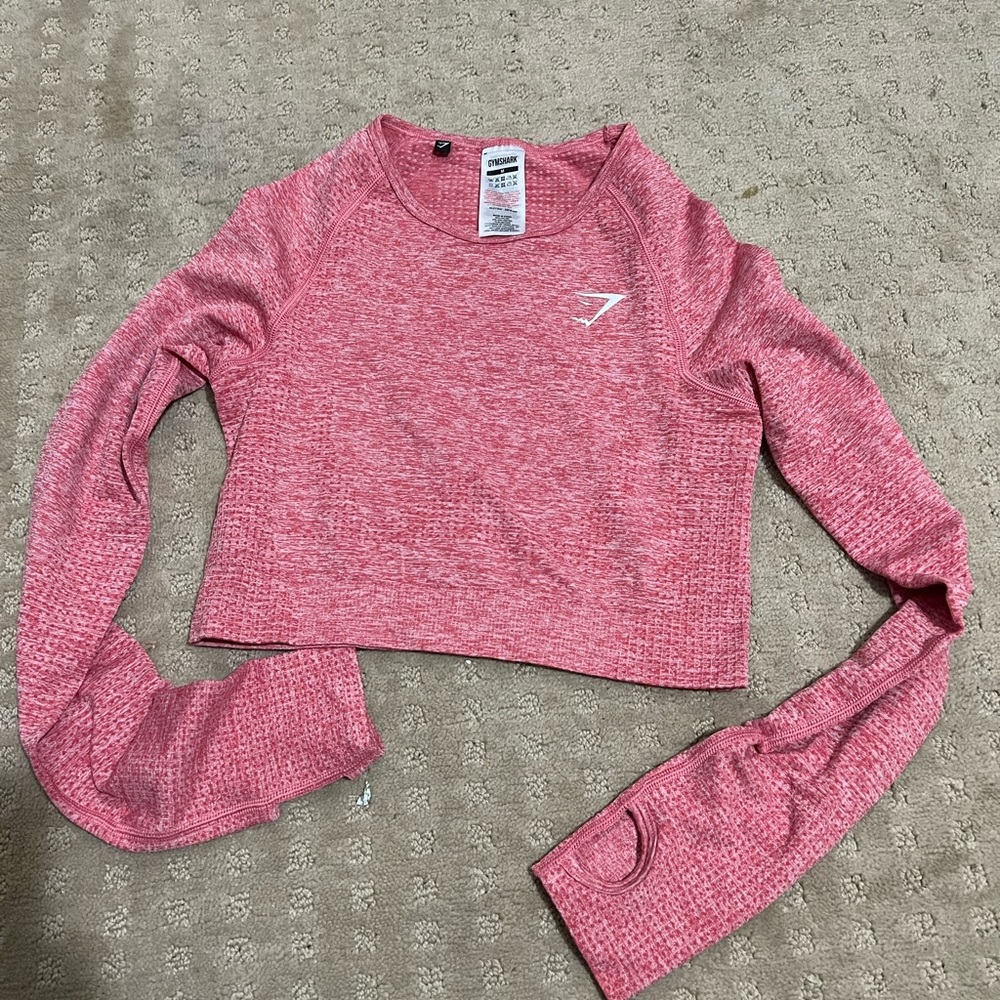 Gymshark Vital Seamless Long Sleeve Crop Top - Pink Marl